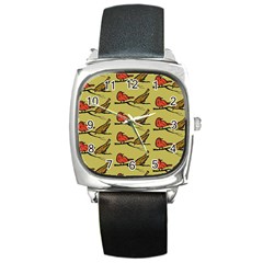 Bird Birds Animal Nature Wild Wildlife Square Metal Watch by Amaryn4rt