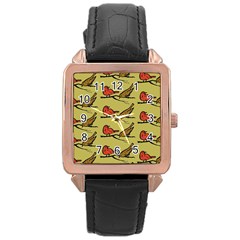 Bird Birds Animal Nature Wild Wildlife Rose Gold Leather Watch  by Amaryn4rt