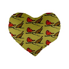 Bird Birds Animal Nature Wild Wildlife Standard 16  Premium Flano Heart Shape Cushions by Amaryn4rt