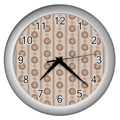 Background Rough Stripes Brown Tan Wall Clocks (silver)  by Amaryn4rt