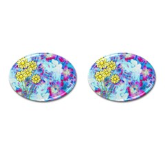 Backdrop Background Flowers Cufflinks (oval) by Amaryn4rt