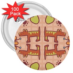 Dog Abstract Background Pattern Design 3  Buttons (100 Pack)  by Amaryn4rt