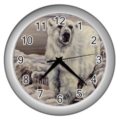 Polar Bear Wall Clocks (silver)  by ArtByThree