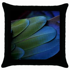 Feather Parrot Colorful Metalic Throw Pillow Case (black) by Amaryn4rt