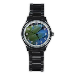 Feather Parrot Colorful Metalic Stainless Steel Round Watch by Amaryn4rt