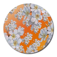 Flowers Background Backdrop Floral Round Mousepads by Amaryn4rt