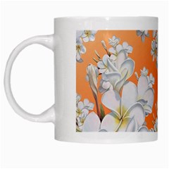 Flowers Background Backdrop Floral White Mugs by Amaryn4rt