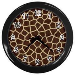 Giraffe Animal Print Skin Fur Wall Clocks (Black)