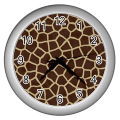 Giraffe Animal Print Skin Fur Wall Clocks (Silver) 