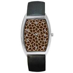 Giraffe Animal Print Skin Fur Barrel Style Metal Watch