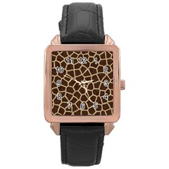 Giraffe Animal Print Skin Fur Rose Gold Leather Watch  by Amaryn4rt