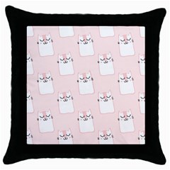 Pattern Cat Pink Cute Sweet Fur Throw Pillow Case (black) by Amaryn4rt