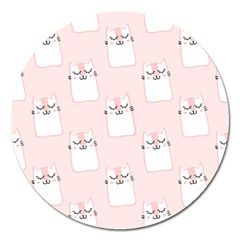 Pattern Cat Pink Cute Sweet Fur Magnet 5  (round) by Amaryn4rt