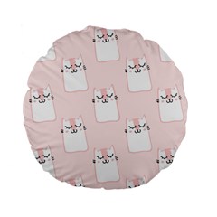 Pattern Cat Pink Cute Sweet Fur Standard 15  Premium Round Cushions by Amaryn4rt