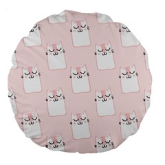 Pattern Cat Pink Cute Sweet Fur Large 18  Premium Flano Round Cushions by Amaryn4rt