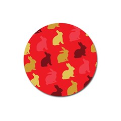 Hare Easter Pattern Animals Magnet 3  (round) by Amaryn4rt