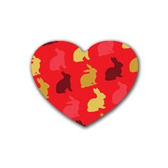 Hare Easter Pattern Animals Heart Coaster (4 Pack)  by Amaryn4rt