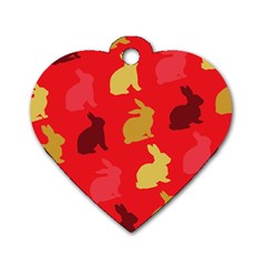 Hare Easter Pattern Animals Dog Tag Heart (one Side) by Amaryn4rt