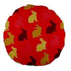 Hare Easter Pattern Animals Large 18  Premium Flano Round Cushions by Amaryn4rt