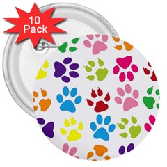 Paw Print Paw Prints Background 3  Buttons (10 Pack)  by Amaryn4rt