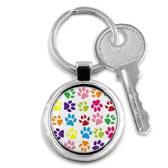 Paw Print Paw Prints Background Key Chains (round)  by Amaryn4rt