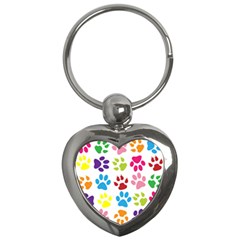 Paw Print Paw Prints Background Key Chains (heart)  by Amaryn4rt