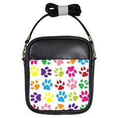 Paw Print Paw Prints Background Girls Sling Bags by Amaryn4rt