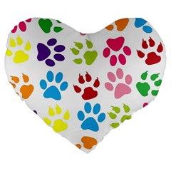 Paw Print Paw Prints Background Large 19  Premium Heart Shape Cushions by Amaryn4rt