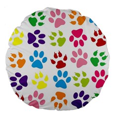 Paw Print Paw Prints Background Large 18  Premium Flano Round Cushions by Amaryn4rt