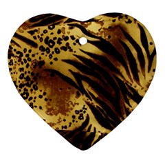 Pattern Tiger Stripes Print Animal Heart Ornament (two Sides) by Amaryn4rt