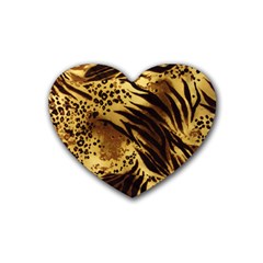 Pattern Tiger Stripes Print Animal Heart Coaster (4 Pack)  by Amaryn4rt