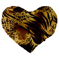 Pattern Tiger Stripes Print Animal Large 19  Premium Flano Heart Shape Cushions by Amaryn4rt