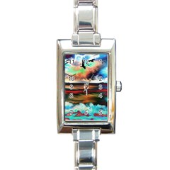 Ocean Waves Birds Colorful Sea Rectangle Italian Charm Watch by Amaryn4rt