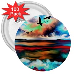 Ocean Waves Birds Colorful Sea 3  Buttons (100 Pack)  by Amaryn4rt