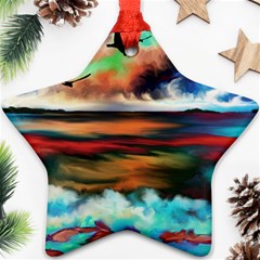 Ocean Waves Birds Colorful Sea Star Ornament (two Sides) by Amaryn4rt