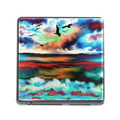 Ocean Waves Birds Colorful Sea Memory Card Reader (square) by Amaryn4rt