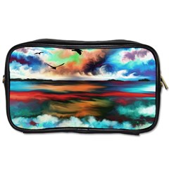 Ocean Waves Birds Colorful Sea Toiletries Bags by Amaryn4rt