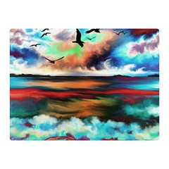 Ocean Waves Birds Colorful Sea Double Sided Flano Blanket (mini)  by Amaryn4rt