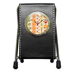 Paw Print Paw Prints Fun Background Pen Holder Desk Clocks by Amaryn4rt