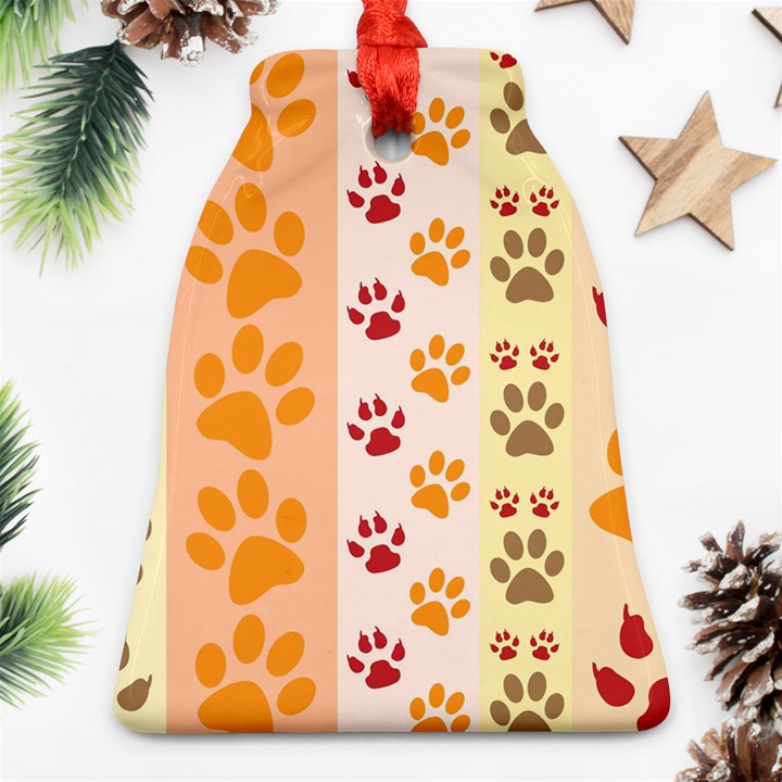 Paw Print Paw Prints Fun Background Bell Ornament (Two Sides)