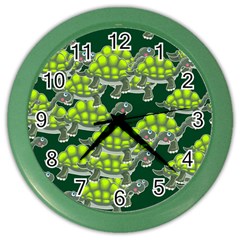 Seamless Tile Background Abstract Turtle Turtles Color Wall Clocks by Amaryn4rt