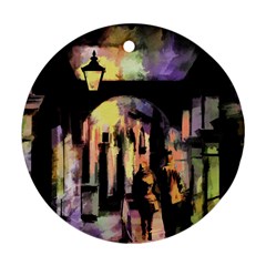 Street Colorful Abstract People Round Ornament (two Sides)