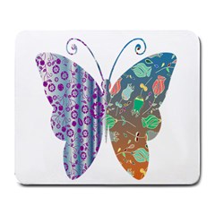 Vintage Style Floral Butterfly Large Mousepads by Amaryn4rt