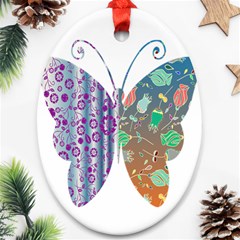 Vintage Style Floral Butterfly Oval Ornament (two Sides) by Amaryn4rt