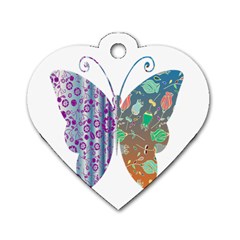 Vintage Style Floral Butterfly Dog Tag Heart (one Side) by Amaryn4rt