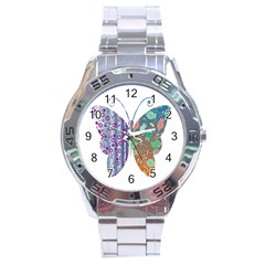 Vintage Style Floral Butterfly Stainless Steel Analogue Watch by Amaryn4rt