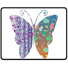 Vintage Style Floral Butterfly Double Sided Fleece Blanket (medium)  by Amaryn4rt