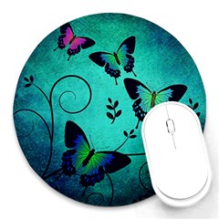 Texture Butterflies Background Round Mousepads by Amaryn4rt