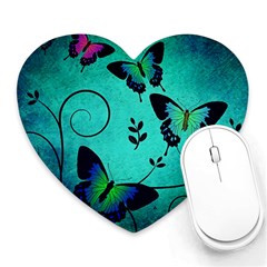 Texture Butterflies Background Heart Mousepads by Amaryn4rt