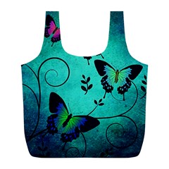 Texture Butterflies Background Full Print Recycle Bags (l)  by Amaryn4rt